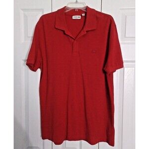 Lacoste Polo Shirt Mens XL Red Vintage Washed Stretch Performance Red Crocodile